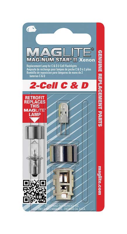 Maglite Mag num Star II 2-Cell C & D Xenon Lampe de poche Ampoule Bi-pin base